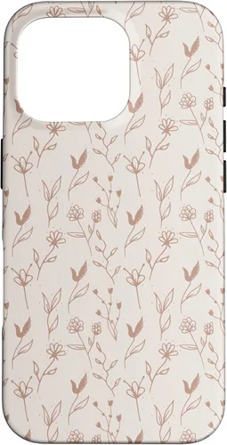 Vista 19 de Beige Tan Wildflower Floral Minimal Flower Boho Case for iPhone 17