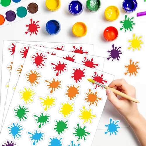 Vista 4 de Whaline Calcomanías de salpicaduras de pintura, 6 colores, calcomanías autoadhesivas de sellado de sobres para tarjetas de invitación
