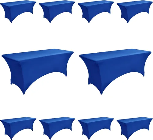 Vista 50 de Paquete de 2 Cubiertas de Mesa de Spandex de 4 pies para Mesas Plegables Rectangulares - Manteles Elásticos Ajustados Resistentes a las Arrugas