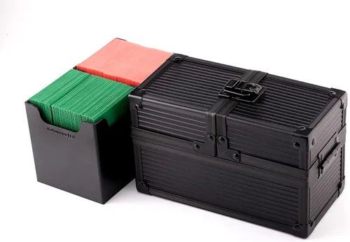 Vista 3 de Caja de dados de doble metal negro para protector de cubierta de almacenamiento de tarjetas comerciales TCG Ultra Pro Sleeve MTG Magic FaB YGO