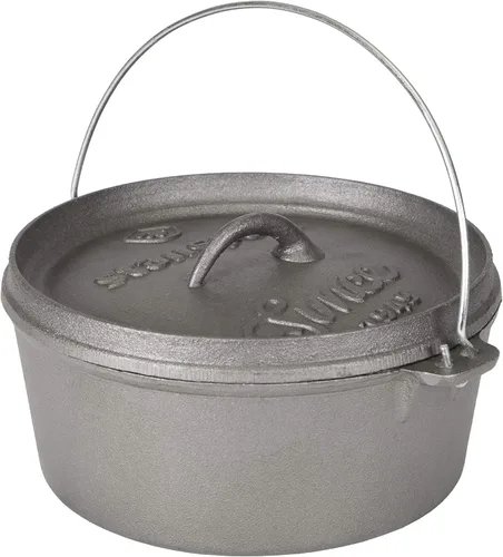 Vista 10 de Stansport - Horno holandés de hierro fundido presazonado de 1 cuarto con fondo plano (16016) Pre-seasoned cast iron with a flat bottom for stovetop