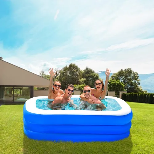 Vista 2 de Piscina, 59 x 43 x 19.5 pulgadas, piscina inflable familiar rectangular para niños pequeños que juegan, piscina de pelotas, fácil de instalar sobre