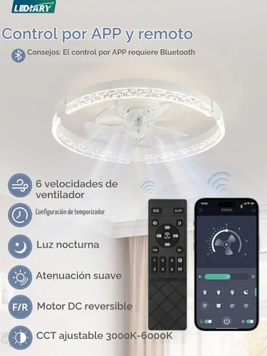 Vista 2 de LEDIARY Ventiladores de techo de perfil bajo de 19.7" con luces, aplicación