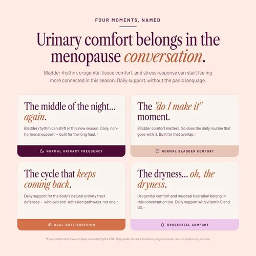 Vista 2 de Equilibrio urinario 60 cápsulas, suministro de 1 mes Apoyo para la menopausia para comodidad, hidratación y frecuencia Formulado por médicos