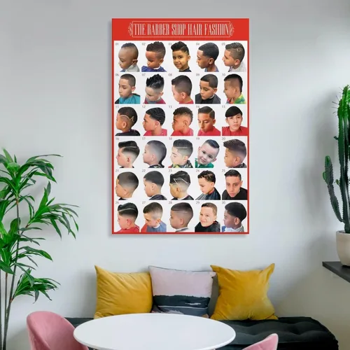 Vista 6 de Póster de guía de peinado infantil de peluquería para niños, impresiones artísticas para decoración de pared, decoración de habitación, decoración