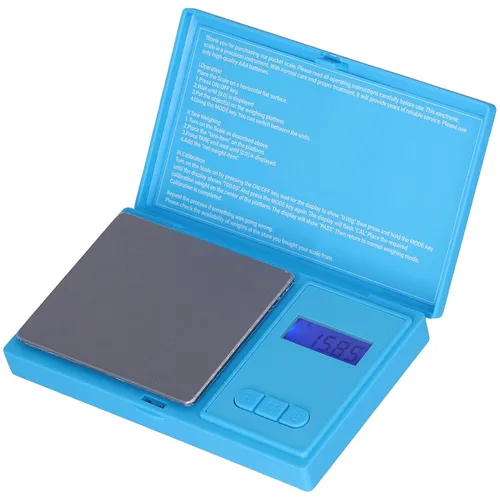 Vista 2 de Báscula de bolsillo, 7 modos de peso, báscula digital, dígitos grandes, botones multifuncionales, pantalla LCD azul retroiluminada para pesar joyas
