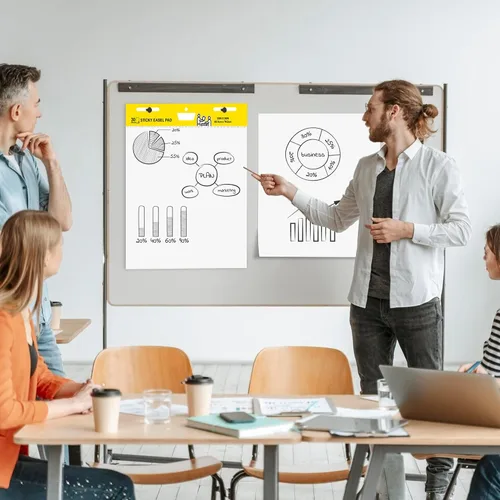 Vista 3 de Super Sticky Easel Pad,25 in x 30 in Self Stick Flip Chart Paper,30 Sheets/Pad,2 Pad/Pack,Large White Premium Anchor Chart Paper,Easel Paper for