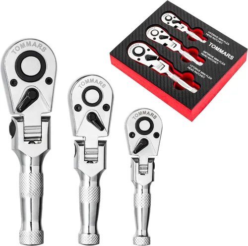 Vista 18 de TOMMARS Llave de trinquete de 1/2 pulgada, llave de trinquete de liberación rápida de 72 dientes, reversible, regalos para hombres, herramientas