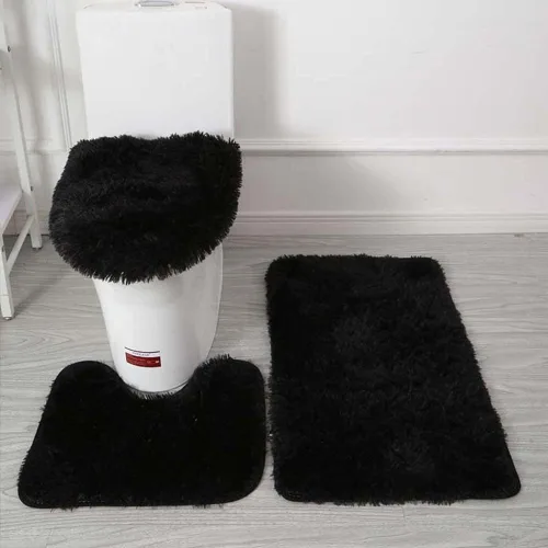 Vista 21 de Juego de 3 tapetes de baño para baño, suaves, antideslizantes, suaves, en forma de U, tapete para inodoro, tapete de baño y tapa de inodoro