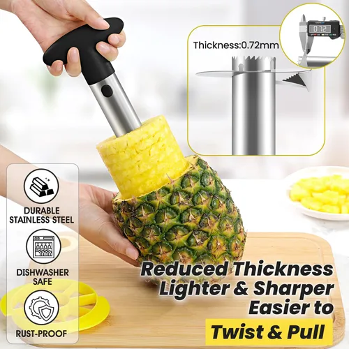 Vista 3 de CUNSENR Herramienta de descorazonador y rebanador de piña de alta calidad, cortador de piña con puntas dentadas afiladas, fácil de usar y limpiar