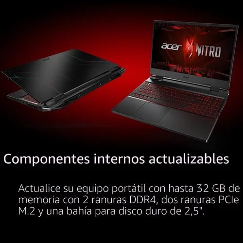 Vista 7 de Acer Nitro 5 AN515-58-525P Laptop para juegos Intel Core i5-12500H GPU NVIDIA GeForce RTX 3050 Laptop Pantalla IPS FHD de 15.6 pulgadas 144Hz