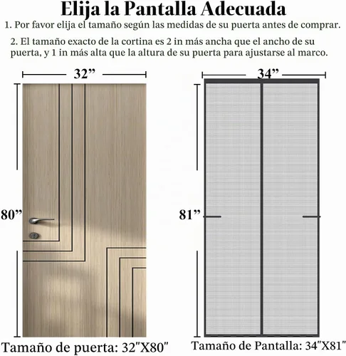 Vista 2 de Imanes de tira completa de modelo mejorado para puertas de 32 x 80 pulgadas