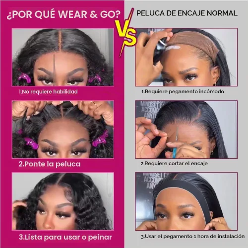 Vista 5 de Pelucas de cabello humano rizado con cierre de encaje HD de 5x5 de onda profunda para mujeres morenas, sin pegamento, pre cortadas, 180%
