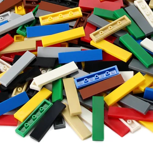 Vista 5 de Azulejo de 1 × 480 piezas y piezas de ladrillos MOC planos, bloques de construcción multicolores a granel para suelo de pared de superficie lisa