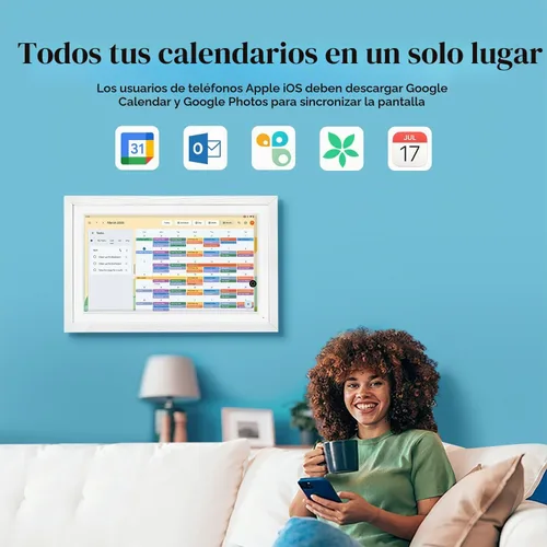 Vista 3 de Pantalla inteligente de 15.6" con Google Calendar, Google Play, sin suscripción, color blanco Madera blanca de 15.6 pulgadas