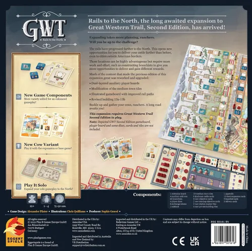 Vista 3 de Great Western Trail 2ª edición Rails to the North Juego de mesa Expansión - ¡Nuevas aventuras esperan! Juego de estrategia para niños y adultos