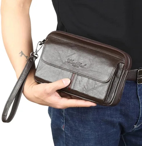 Vista 4 de KPYWZER Bolso de mano de cuero para hombre