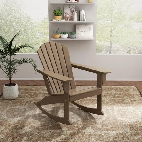 Vista 39 de WO Home Furniture Silla Mecedora de Patio Moderna para Exteriores HDPE Resistente a UV y Clima (Negro)