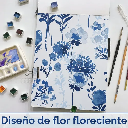 Vista 8 de Cortinas opacas 100% opacas con flores de 54 pulgadas de largo, color azul mixto para oscurecer la habitación, paneles de cortina para dormitorio
