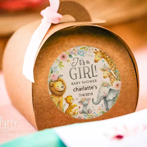 Vista 5 de Etiquetas personalizables para negocios, 100 calcomanías personalizables de animales de safari, It' a Girl, calcomanías para negocios, 100