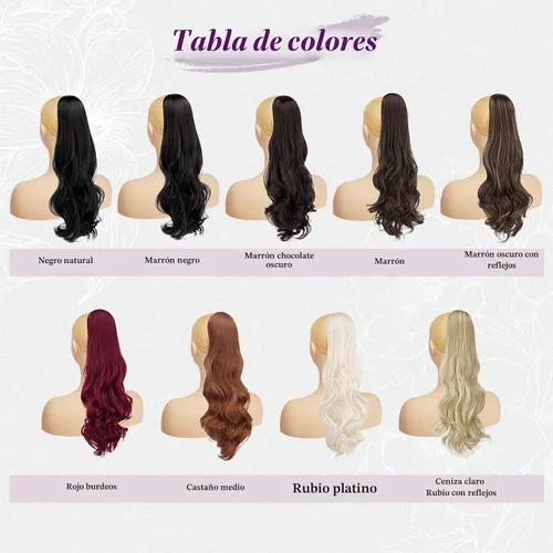 Vista 7 de BARSDAR Extensión de cola de caballo con cordón ondulado negro y marrón – 20 pulgadas con clip de cordón para mujer, extensiones de cabello Negro