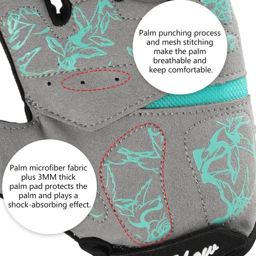 Vista 5 de DuShow Guantes de ciclismo para mujer, guantes acolchados de gel de medio dedo para mujer, ciclismo, montaña, carretera, bicicleta, sin dedos