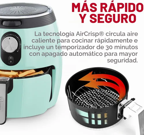 Vista 3 de Dash Freidora de aire de lujo - Tiene tecnología AirCrisp® - Control de temperatura ajustable y función de apagado automático - Cesta antiadherente