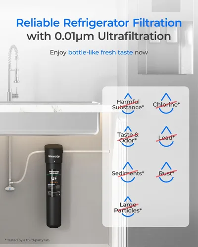 Vista 2 de Waterdrop 15UC-UF - Filtro de agua en línea de 0,01 μm para refrigerador, 2 años In Line Water Filter for Icemaker, Ideal for Ice Maker, RV