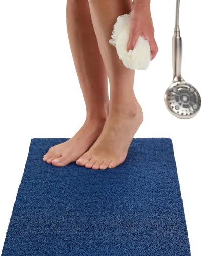 Vista 62 de Enkosi Alfombra de ducha antideslizante Loofah para suelos de ducha, bañera, baños, zonas húmedas, alfombrilla de baño acolchada con agujeros