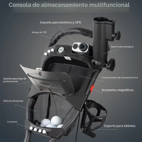Vista 3 de CaddyTek - Carrito de golf con 4 ruedas, Caddy Cruiser One versión 8 1, plegable con un clic, ligero, carrito de caddie, compacto, fácil de abrir
