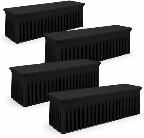 Vista 10 de Mantel rectangular de elastano negro, funda elástica ajustada para mesas rectangulares de 1,8 m, falda de mesa elástica sin arrugas para decoración