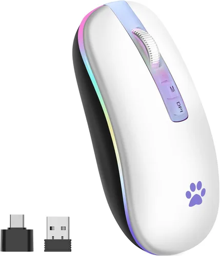 Vista 9 de KARFUN Ratón inalámbrico, ratón de computadora delgado portátil con retroiluminación LED para portátil, PC, computadora, MacBook, iPad, Chromebook