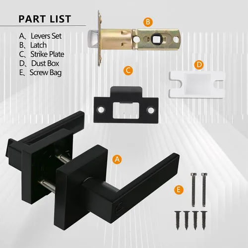 Vista 5 de NEWBANG Manija de palanca de puerta sólida con acabado negro mate