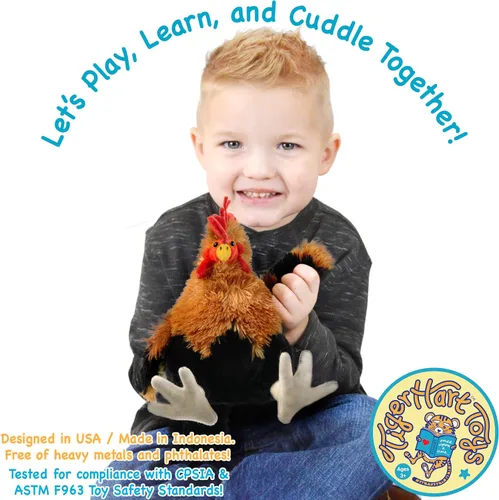 Vista 2 de TigerHart Riley The Rooster - Peluche de pollo de 8 pulgadas