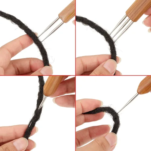Vista 4 de WILLBOND 5 piezas de gancho de ganchillo para rastas, incluye 3 rastas de ganchillo 1, 2, 3 ganchos para rastas, trenzas, manualidades, tejer, 2