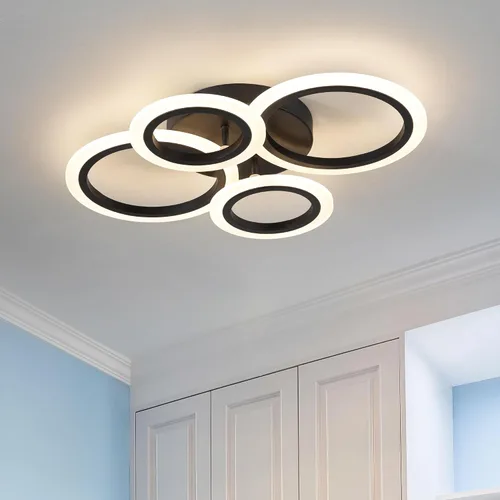 Vista 9 de Shine LUEST Lámpara de techo LED moderna de 34 W, 3000 K-6000 K regulable, accesorios de iluminación de techo para montaje en techo, 4 anillos
