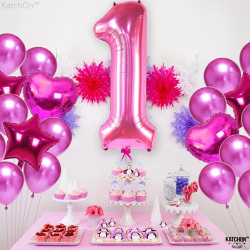 Vista 571 de KatchOn Globo negro del número 1 de 40 pulgadas, globo de feliz cumpleaños Large Mylar Number One Balloon for 1st Birthday Decorations, Foil