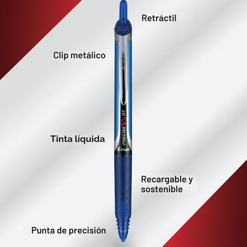Vista 4 de PILOT Pen 26095 Precise V5 RT - Bolígrafos de punta rodante recargables y retráctiles, punta extrafina (0.02 in), colores surtidos, 7