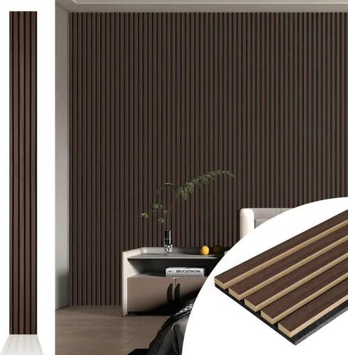 Vista 19 de Art3d 2 paneles acústicos de listones de madera para pared y techo, panel de absorción de sonido acanalado 3D con acabado de madera, roble