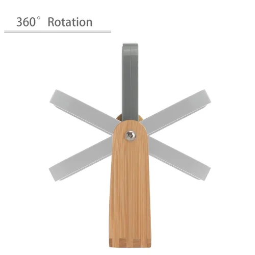 Vista 4 de YEAKE Espejo de maquillaje de doble cara con aumento 3X con soporte de bambú, pequeño espejo de mesa de escritorio con rotación de 360°, espejo
