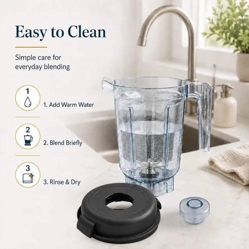 Vista 2 de Jarra de licuadora de bajo perfil de 32 onzas compatible con Vitamix 5200/7500/5000/6300/750/E310/VM0102/VM0103/VM0197 - Vaso de recipiente sin BPA
