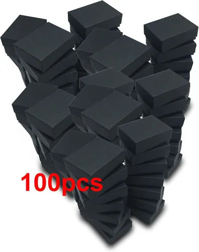 Vista 8 de The Display Guys Cajas de cartón con algodón para joyería 100 unidades Negro mate