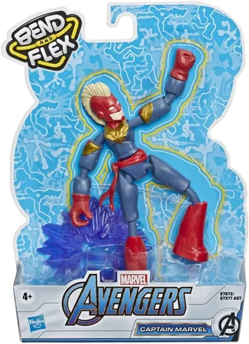 Vista 2 de Avengers Marvel Bend and Flex - Figura de acción flexible de Capitán Marvel de 6 pulgadas, incluye accesorio Blast, para niños a partir de 4 años