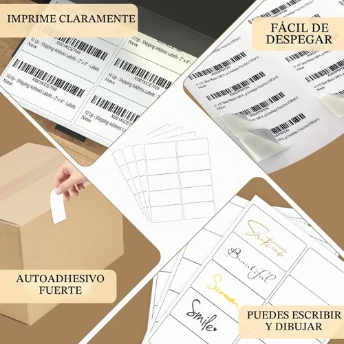 Vista 4 de FungLam Etiquetas de dirección de envío 2x4 para impresoras láser y de inyección de tinta, 300 etiquetas adhesivas blancas imprimibles, 10 por