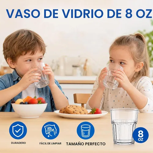 Vista 7 de Tebery Paquete de 8 vasos de plástico transparente, 8 onzas sin BPA, reutilizable, para agua potable, pequeño, apilable, irrompible