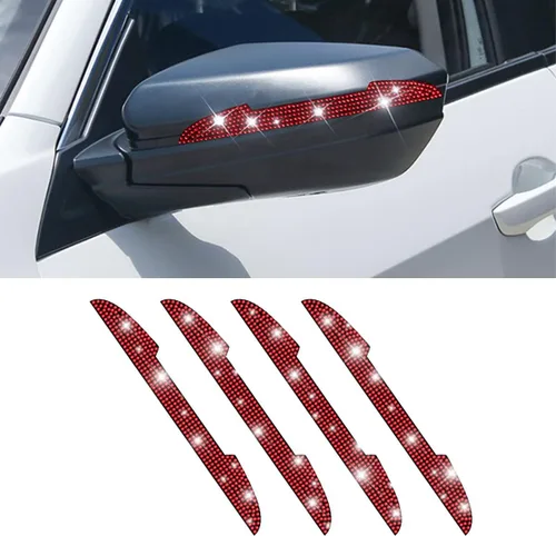 Vista 11 de 4 protectores de arañazos con diamantes de imitación para manija de puerta de auto, universales, para espejo retrovisor lateral, protector de borde