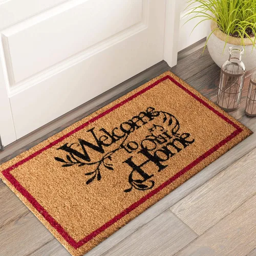 Vista 31 de LuxUrux Alfombra de Fibra de Coco de Bienvenida - Respaldo Extra Resistente, 17'' x 30'' Alfombra Natural para Puerta - Fácil de Limpiar, Hermoso