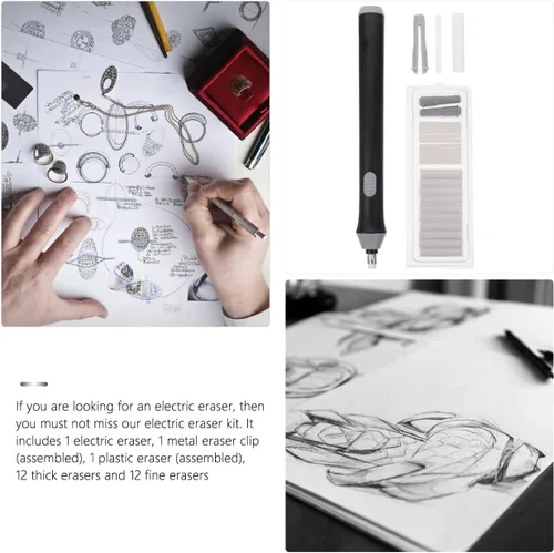 Vista 9 de 1 Unidades Borrador Eléctrico Operado Borrador Recargable Dibujo Batería Escuela Oficina Delgado Lápiz Eléctrico Portátil Niños Typo s Japonés Abs