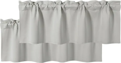 Vista 23 de DWCN Cenefa para ventana de cocina, con bolsillo para barra, para ventana, sala de estar/sótano, 36 x 16 pulgadas de largo, 1 panel, beige