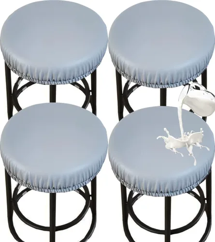 Vista 18 de HFCNMY Fundas para taburetes redondas, elásticas de poliuretano redondo, impermeables, fundas de asiento para taburetes de bar, fundas de asiento